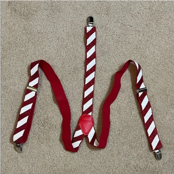 Red Candy Cane Striped Suspenders, pre-loved - Picture 5 of 13